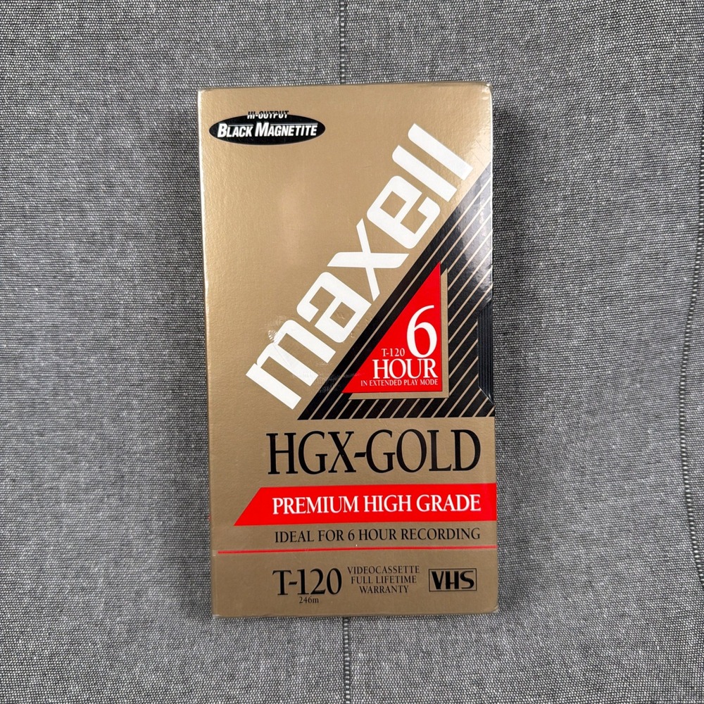 Maxell HGX-Gold T-120 VHS Blank Video Tape Premium High Grade 6 Hour New Sealed
